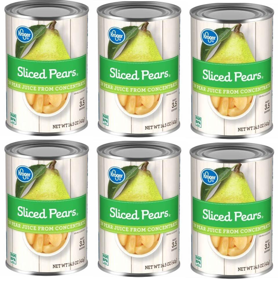 Pack Of 6 Sliced Pears in Pear Juice 14.5 oz