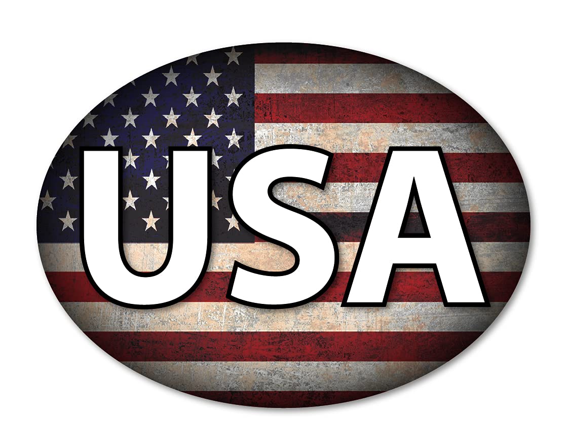 Landing Designs Usa Grunge Oval Flag, Car, Van Decal Sticker 180Mm By 130Mm Each