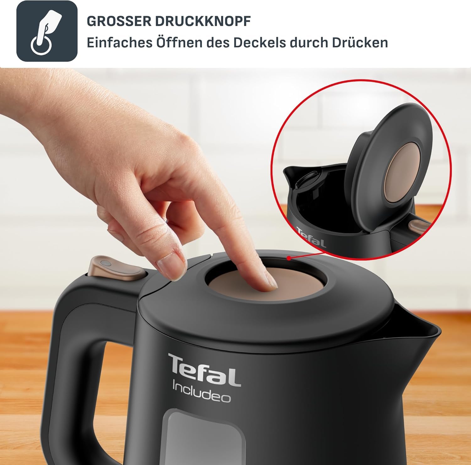 Tefal Includeo Frühstücks-Set Toaster 7 Bräunungsstufen Wasserkocher 1L schwarz