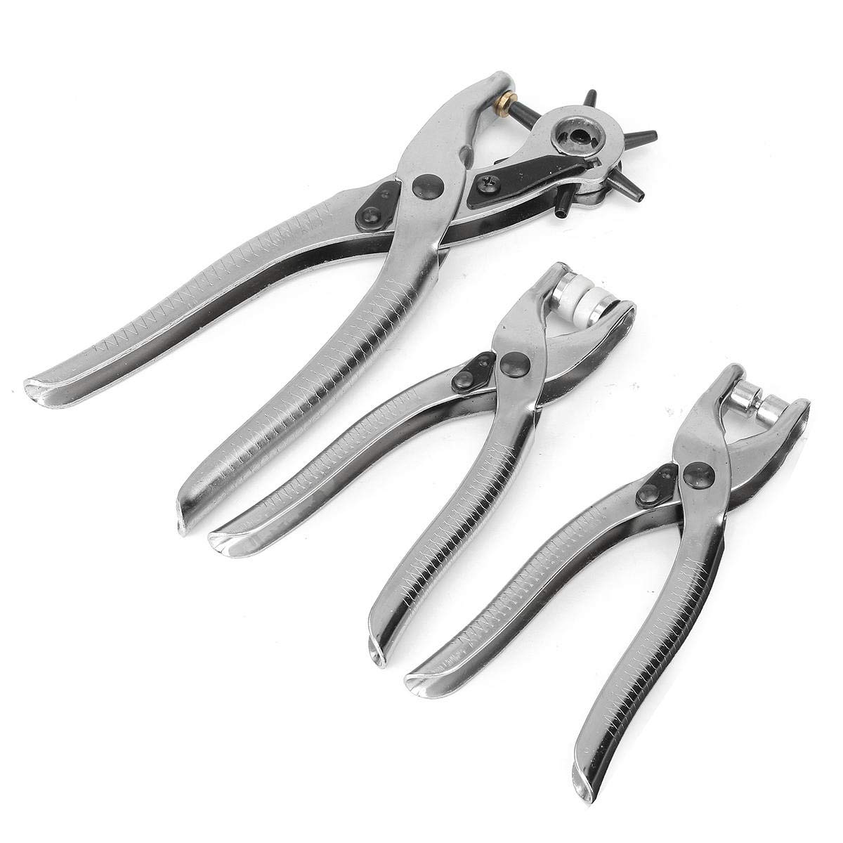 3 piezas de cuero agujero para cinturón perforadora+alicates de ojales+botón a presión ojal Setter Kit de herramientas