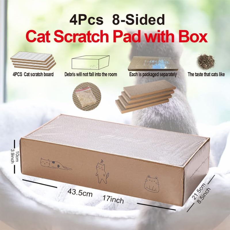 Image of Dog Trust Extra Large Cat Scratcher Cardboard, Scratch Pad with Cat Scratcher Box, Reversible Cardboard Refill Pad