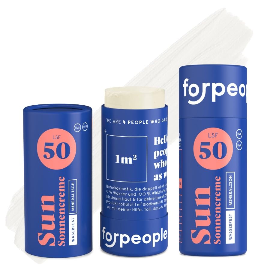 forpeople BIO Sonnencreme Stick LSF 50 · Wasserfeste Surf Sunscreen mit Zink · Mineralischer UV Filter · Für Kinder & Erwachsene · 100% natürlich · 2er Set