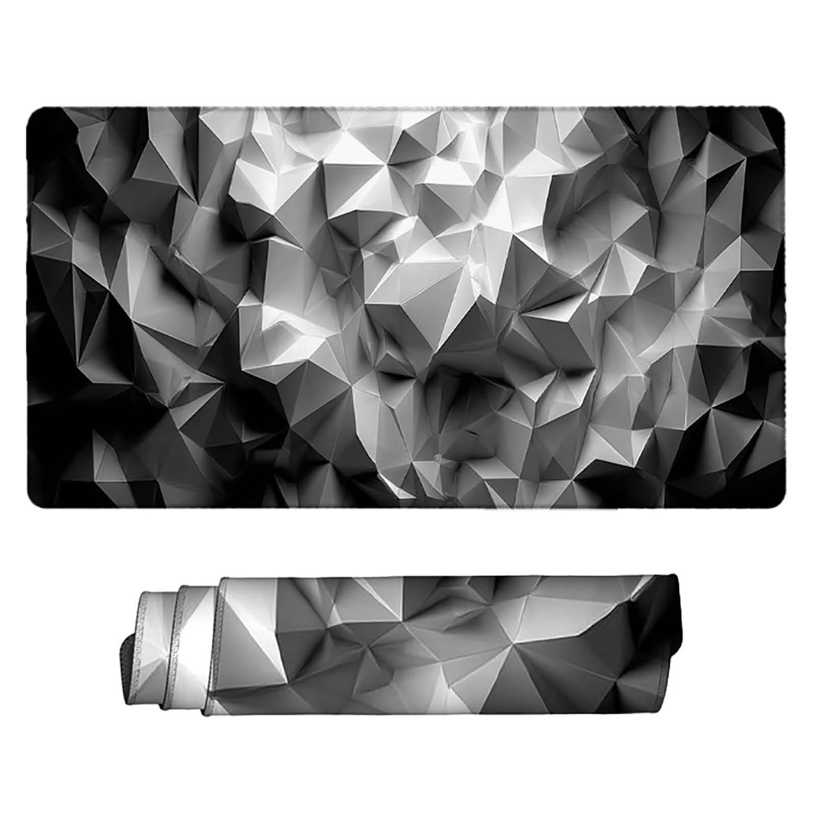 Tappetino Mouse XXL 1000x500mm Grigio Mousepad Geometria Tappetino Scrivania Grande, con base in Gomma Antiscivolo, Impermeabile Sottomano Scrivania per Computer, Ufficio, Accessori Gaming 5-6022l