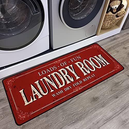 ROMAMIGO Laundry Room Rug Runner Non Slip Laundry Mats