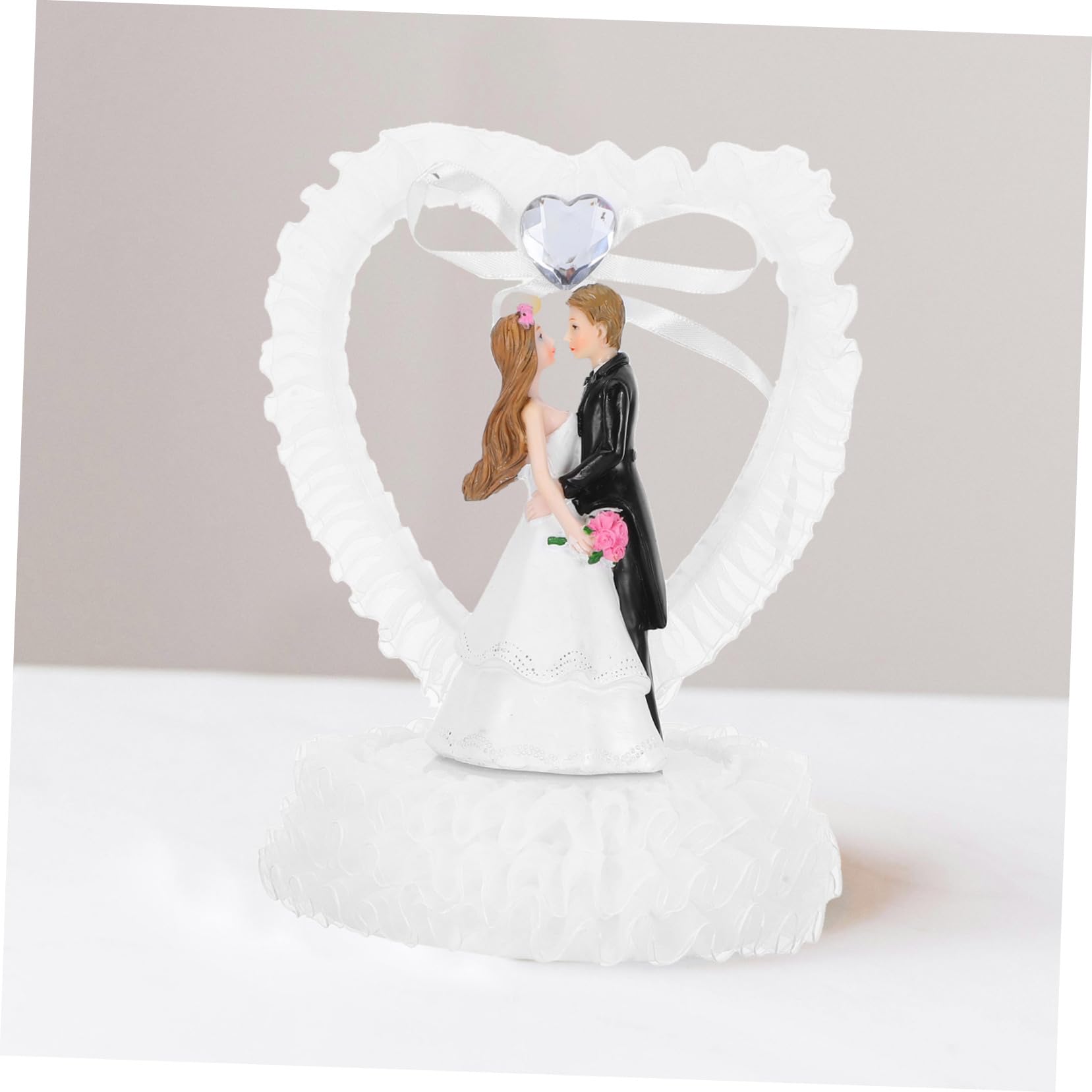 Harz Paarstatue Hochzeitspaar Figur Weiß Dekorative Hochzeitsdekoration | Abschluss Geschenk, Romantische Deko für Hochzeitstorte und Festtafel, Kunstharz mit Kunststoff Details