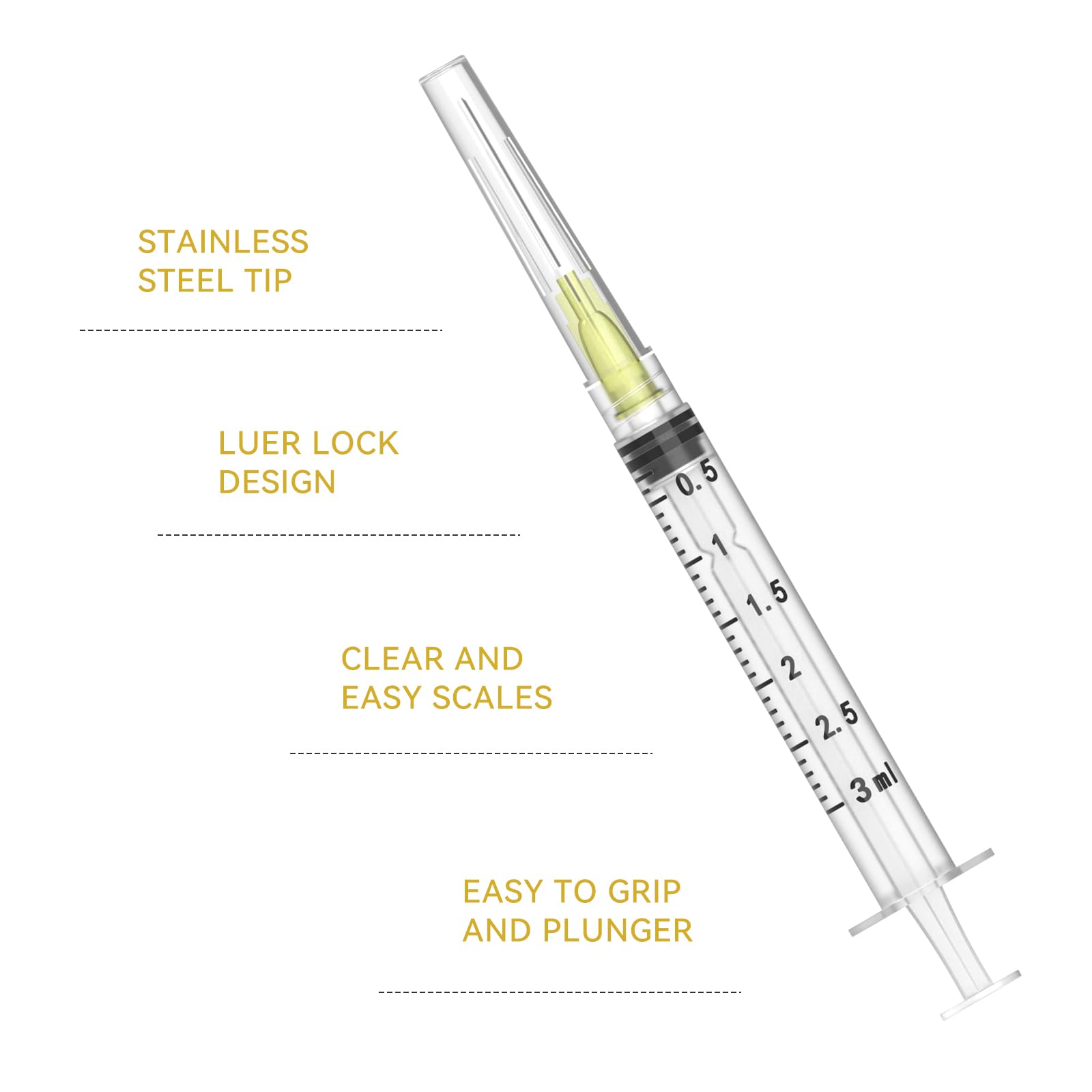 Syringes with Needle - 100 Pack 3ml 20G -3 Syringes with Needle - 100 Pack 3ml 20G -3