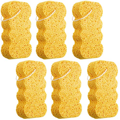 6 Pieces Soft Bath Sponge Exfoliating Shower Loofah Foam Body Sponges Natural Cellulose Sponge for Bathing Soothing and Skin Cleansing