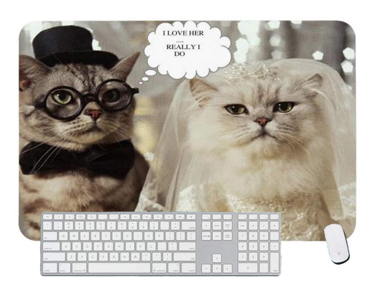 Gaming Mouse Pad This Couple Cats Marring and Expressing Love for Desktop and Laptop 1 Pack 700x400x3mm/27.5x15.7x1.1 in