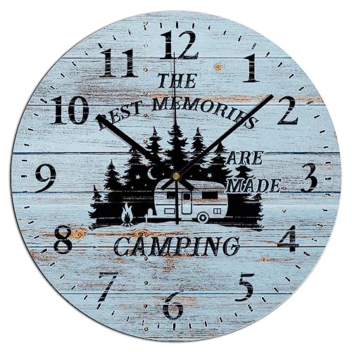 Reloj de pared redondo analógico silencioso de madera 10 pulgadas miniatura 1