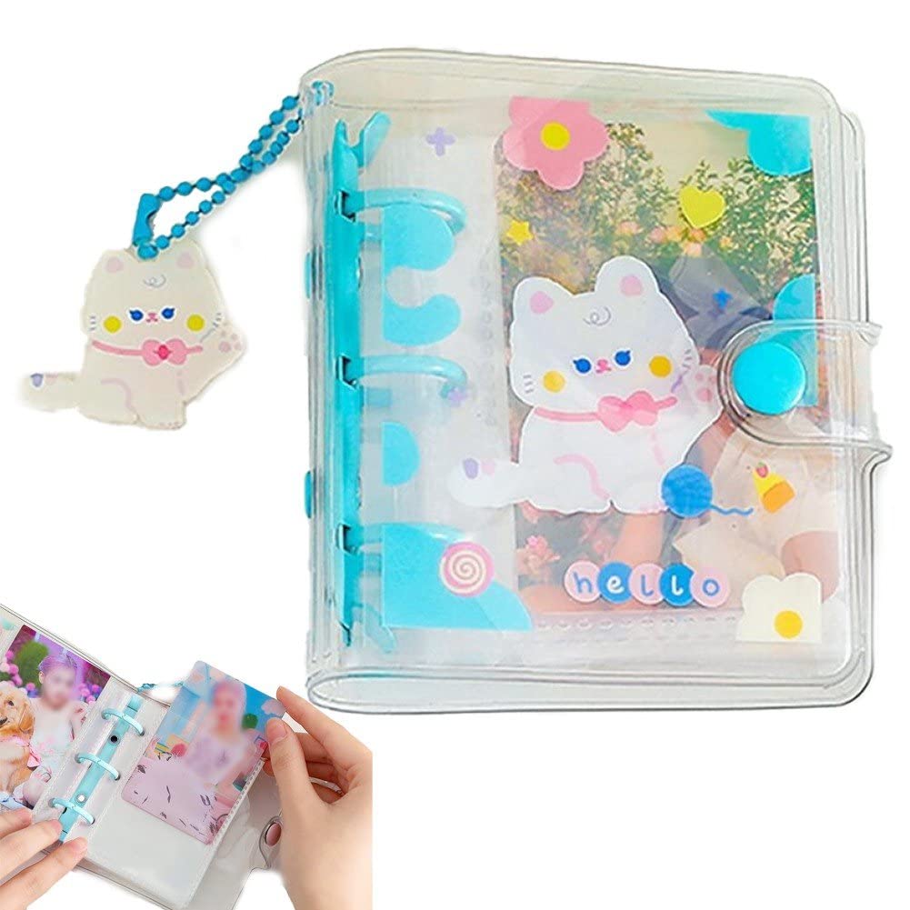 Danlai Blue Mini Photo Album Transparent Photocard Binder Album Storage With 10 Pockets And Snap Button For Diy Photo Album Scrapbooking