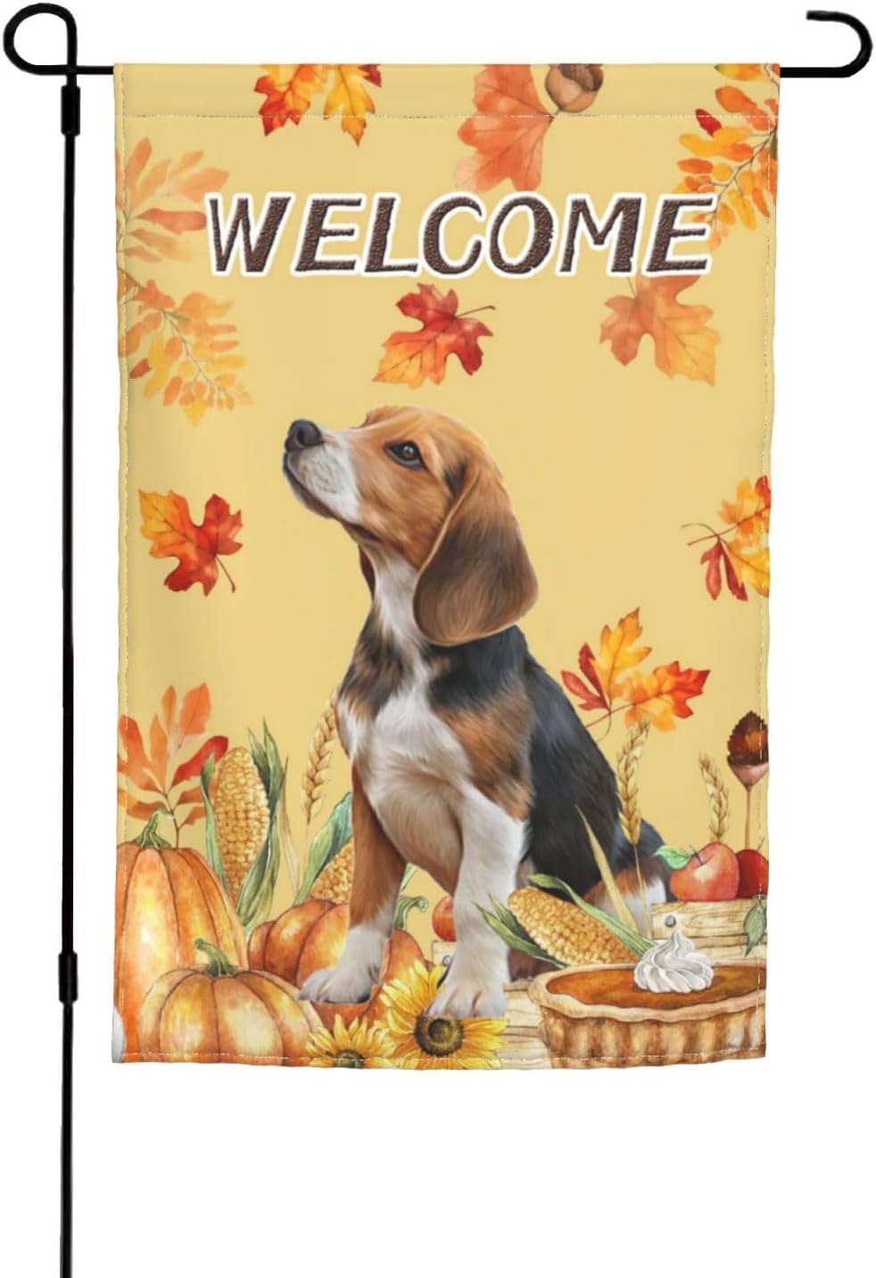 Autumn Fall Beagle Dog Pumpkin Harvest Garden Flag Welcome Party Outdoor Outside Decorations Picks Home House Garden Yard Decor 12x18 Inch