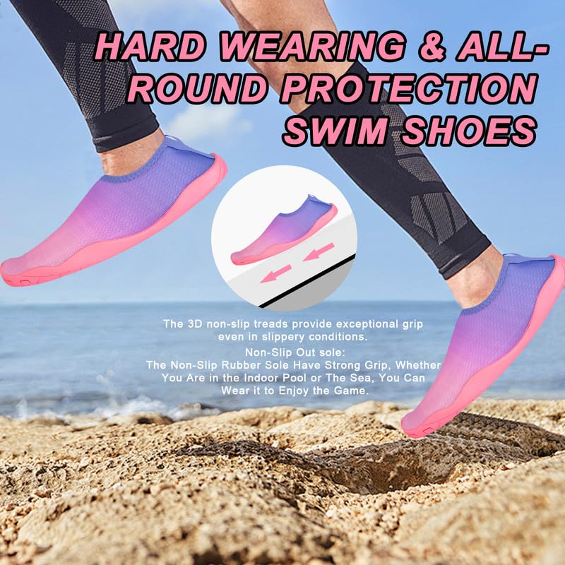 RooRuns Water Shoes for Men and Women, Slip-on Barefoot Beach Swim Shoes Quick-Dry Aqua Lightweight Breathable Shoes Socks for Pool Surf Yoga Water Aerobics Fishing Pool Beach3