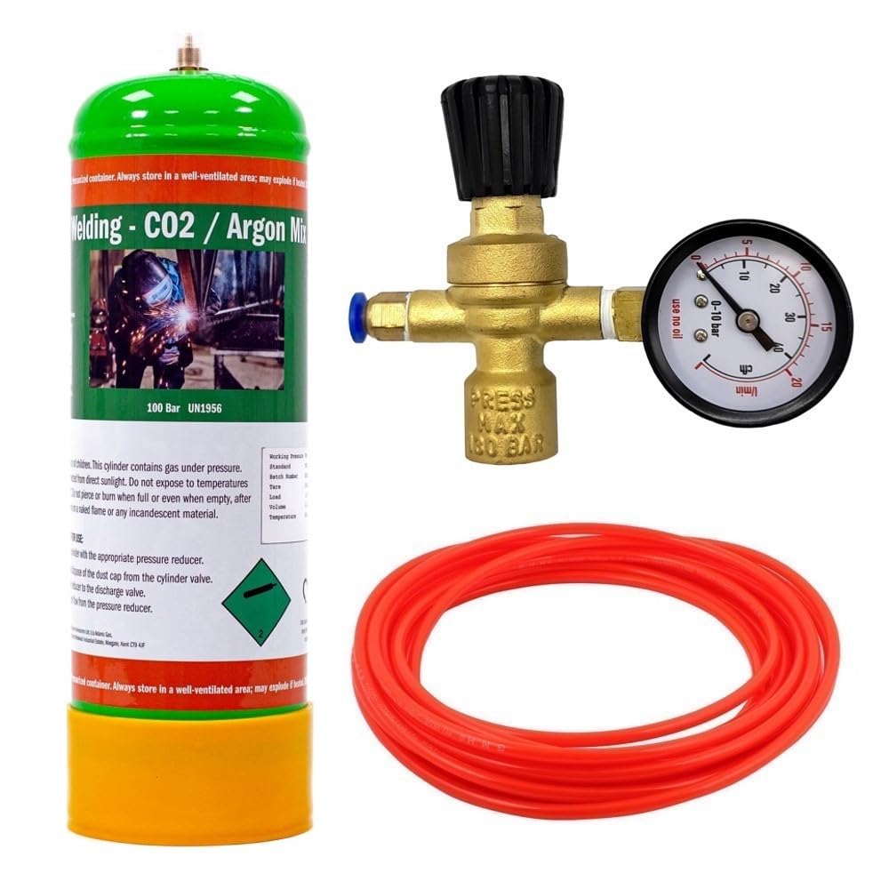 Argon CO2 Disposable Gas KIT Bottle MIG TIG Welding w/Regulator Gauge Hose 2.2L (Argon 88% / CO2 12%) — image 1