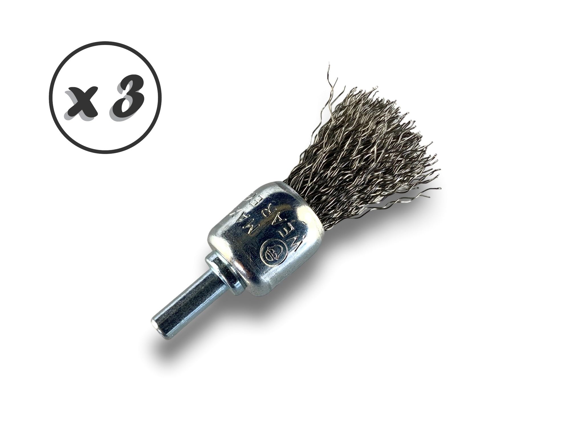 Kibros Lot 3 brosses en bout pinceau tige Ø 6 mm fil inox dur Ø 18 mm