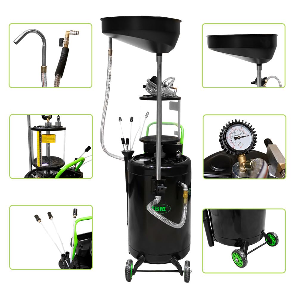 Raccoglitore olio 90L JBM 53874 con aspirazione – scarico olio motore e cambio, serbatoio alta capacità, carrellato, IN OFFERTA con 2 omaggi - CHIAVE PER FILTRI OLIO - KIT CHIAVI PER TAPPI OLIO MOTORE