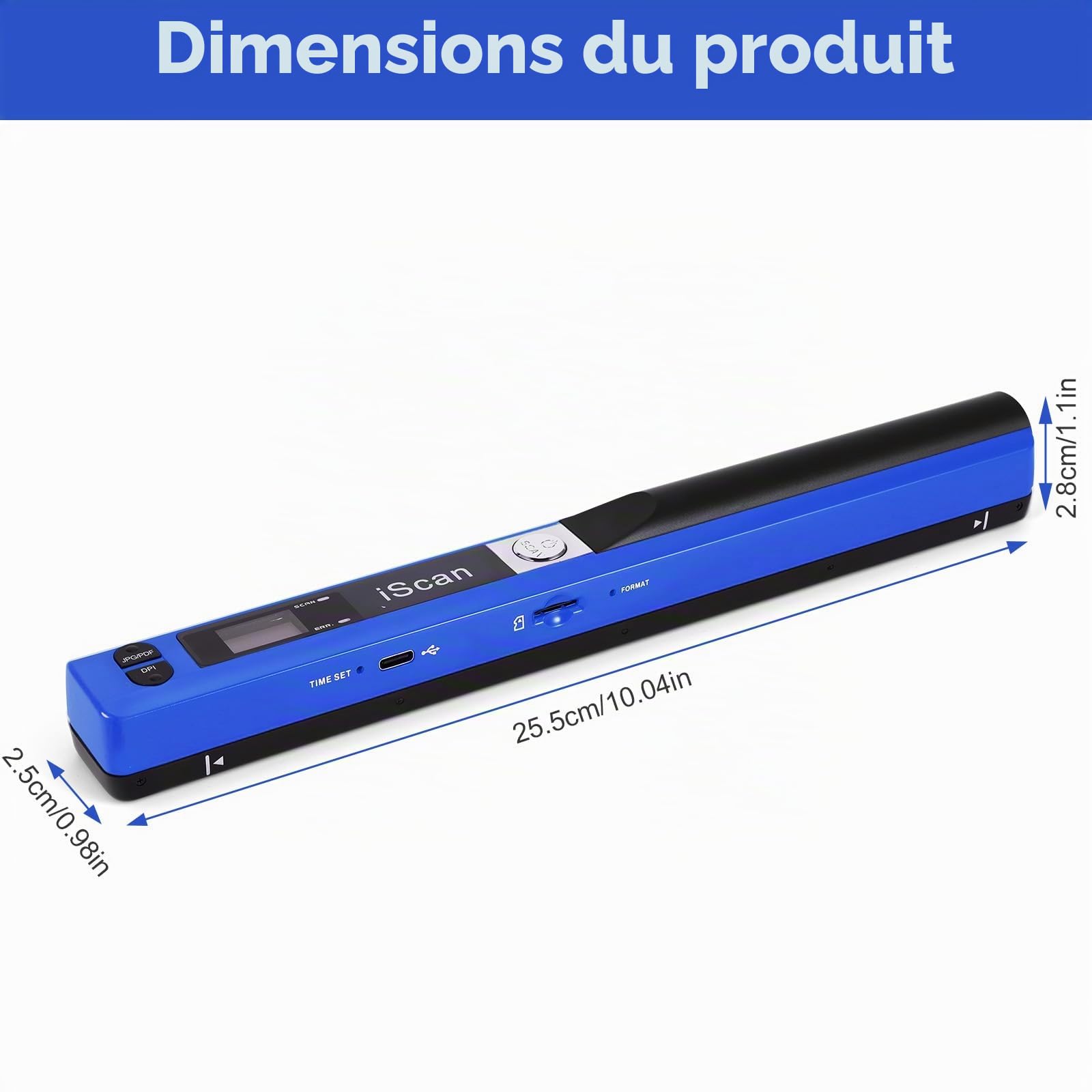 Scanner de Documents Portable AOZBZ Scanners d'images USB 900DPI Scanners de Photos Couleur A4 Numérisation (Carte 16GTF), Bleu (Scanner + Carte 16GTF)