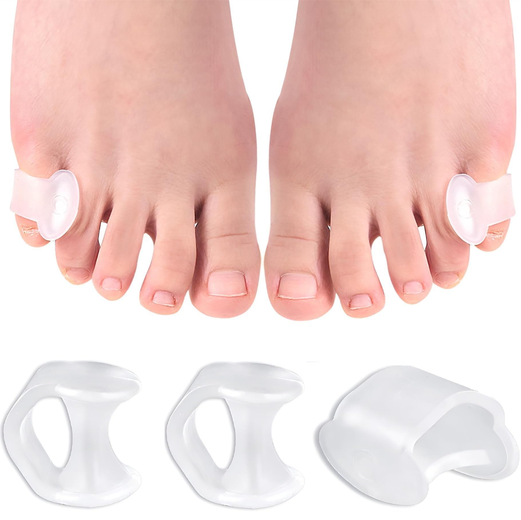 Separadores de dedos de gel Pinky Toe, 4 separadores de silicona para alivio de presión y dolor