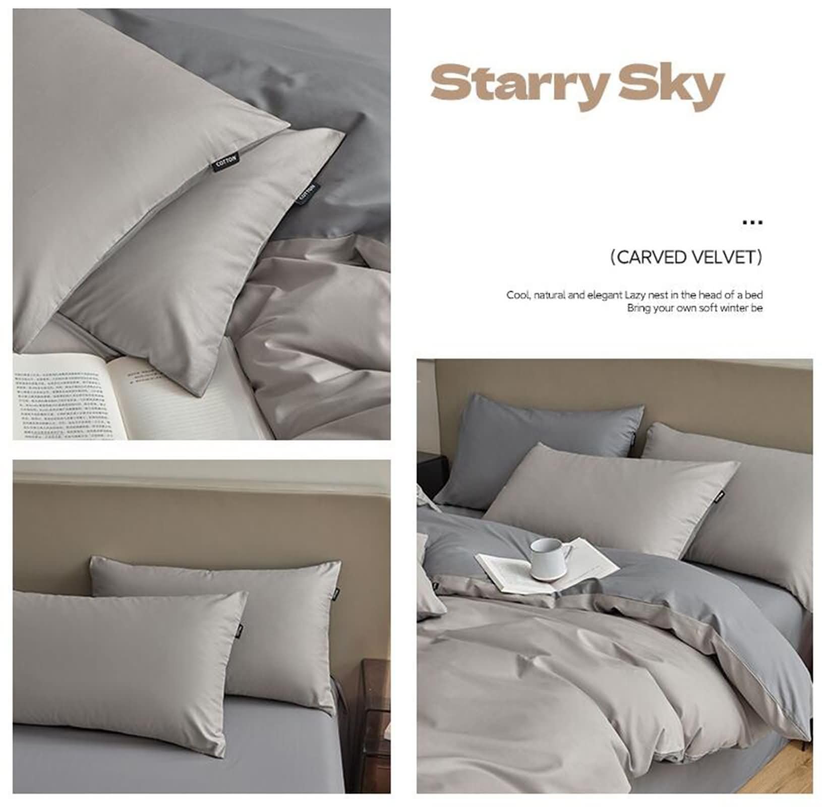 3-częściowy zestaw pościeli, poszwa na kołdrę 150x200cm, prześcieradło z gumką 90x200cm, 1 poszewka na poduszkę, jednolity kolor dwukolorowy, miękka bawełna, jasnoszary
