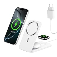 Caricatore Wireless 3 in 1 Compatibile MagSafe, Stazione di Ricarica Magnetica Pieghevole 15W per iPhone 12