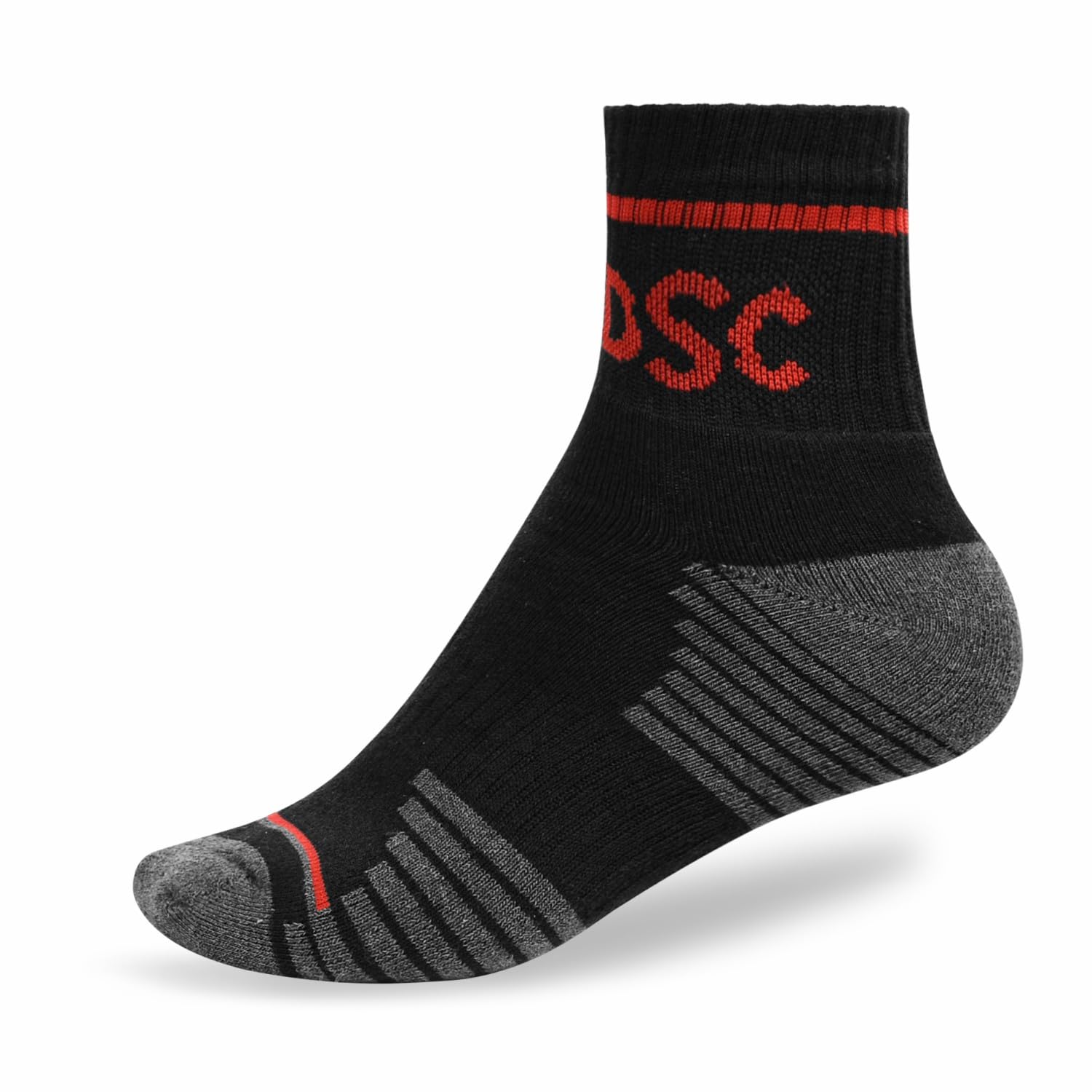 dsc 06 Ankle Cricket Socks | Color: Black/Grey Melange/Red | Size: Free Size | Material: Cotton | for Men & Boys | Comfortable and Flexible fit | Anti Slip | Better Support and Stability-picture-32