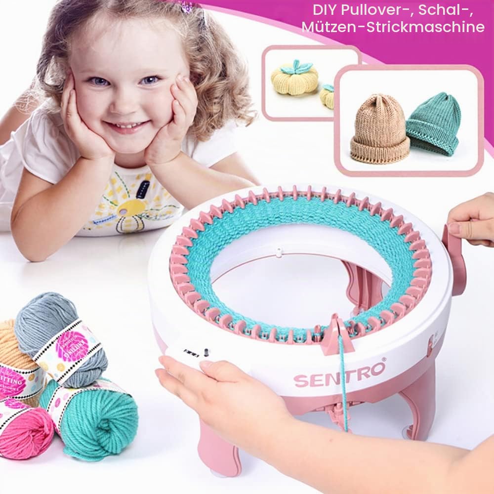 Yohencin Strickmaschine, 48 Nadeln Stricken Webrahmen Maschine mit Reihenzähler,DIY-Doppelstrickmaschine für Socke, Mütze und Schal, Handstrickmaschine für Kinder und Erwachsene