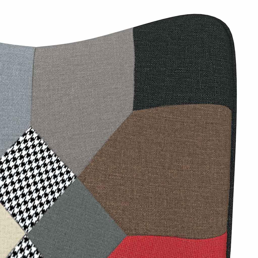 Fotel relaksacyjny z taboretem, patchwork, obracany o 360 stopni, stalowy