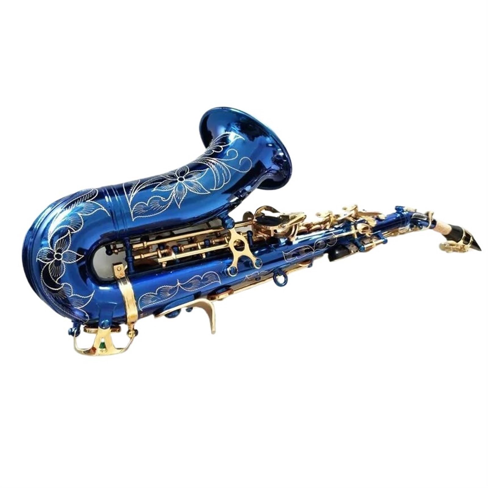 sassofono Sassofono Soprano Curvo Blu B Piatto In Ottone Nero Oro Sax Con Custodia Per Bocchino