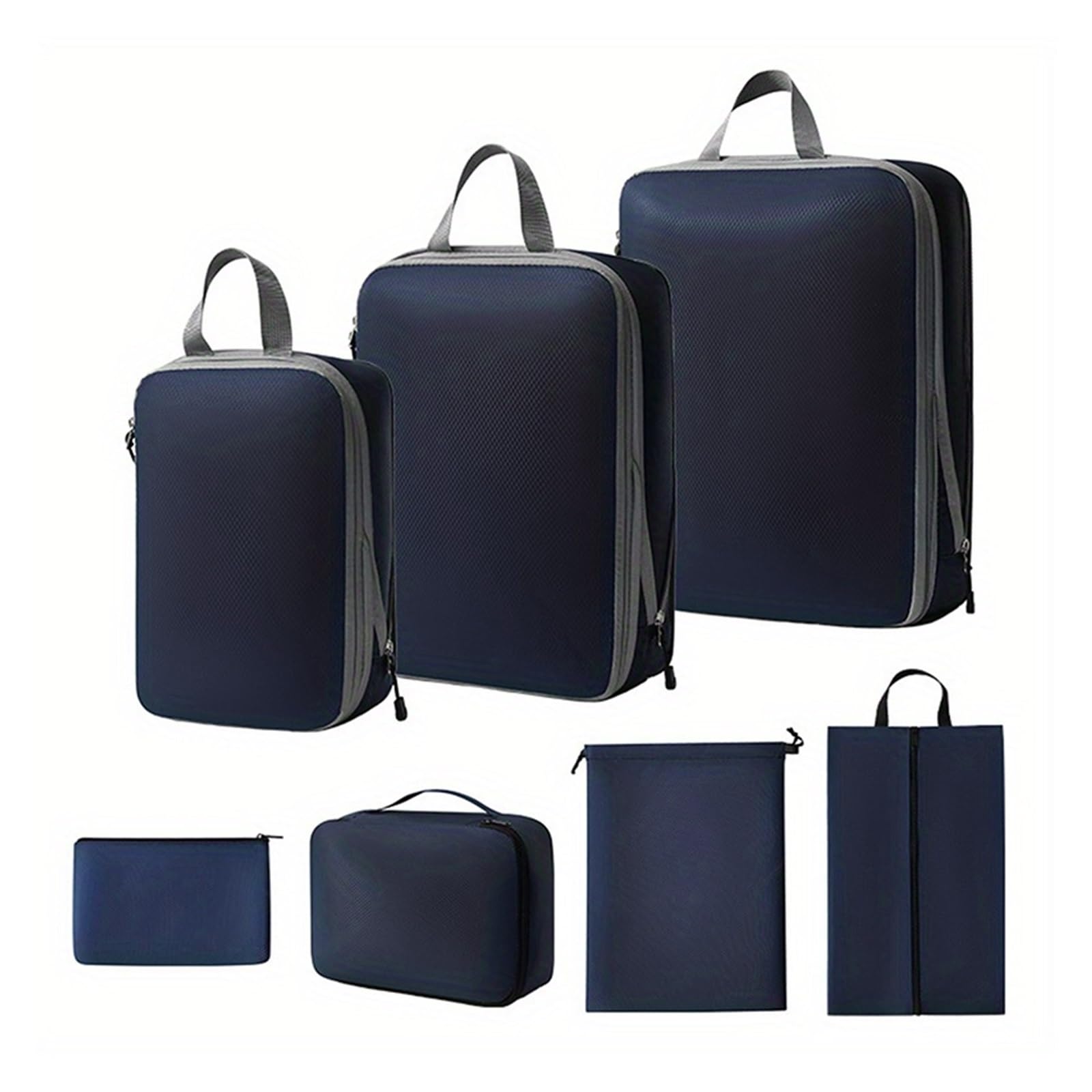 Luggage Organiser Set 7-Piece Travel Organizer Set Compression Packing Cubes, Versatile Lightweight Packaging Luggage Bags For Women(Blue)