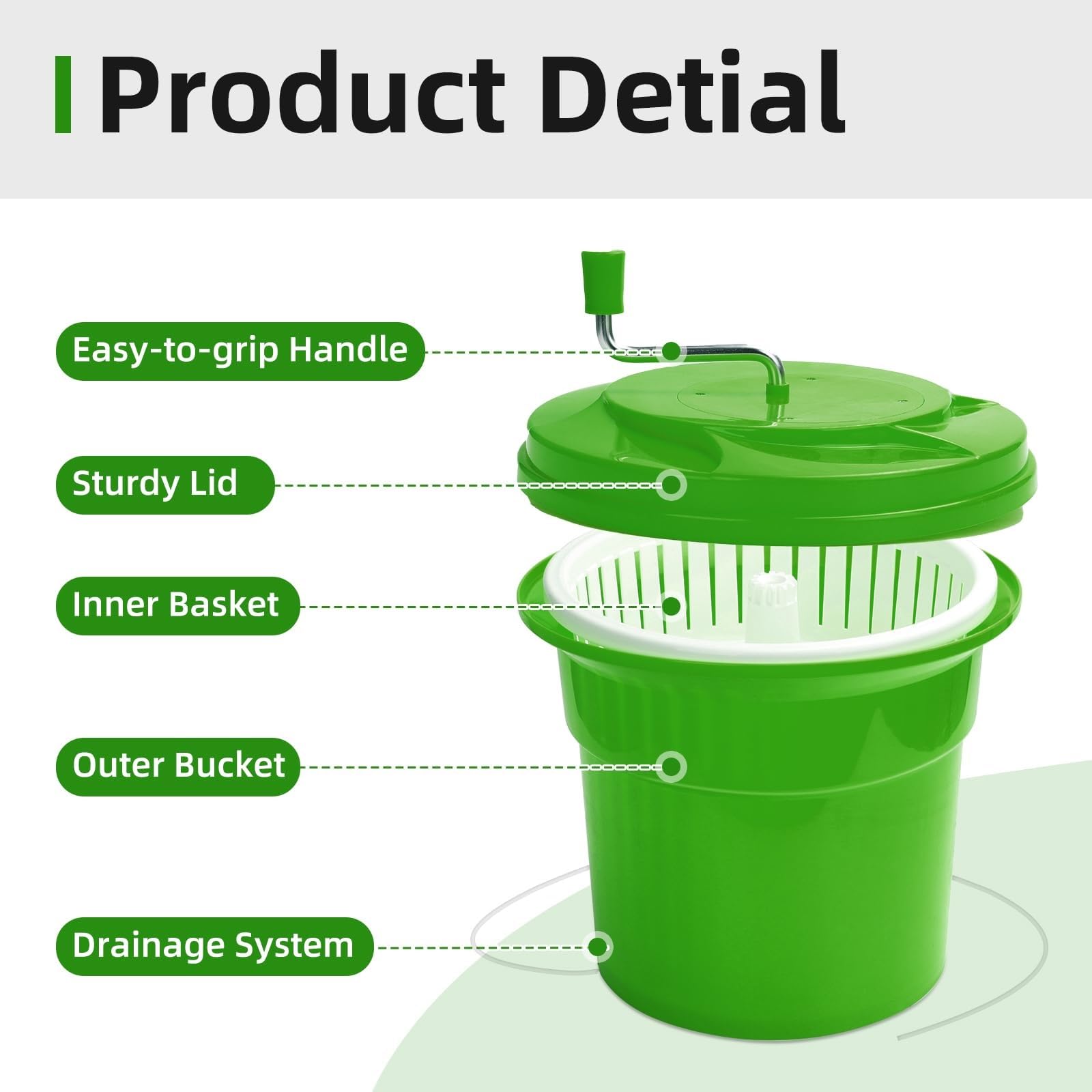 Centrifuga per insalata di grande capacità, asciugatrice manuale per frutta e verdura con manico rotante, ideale per uso domestico e ristorante, macchina per insalata da 12 litri per verdure fresche