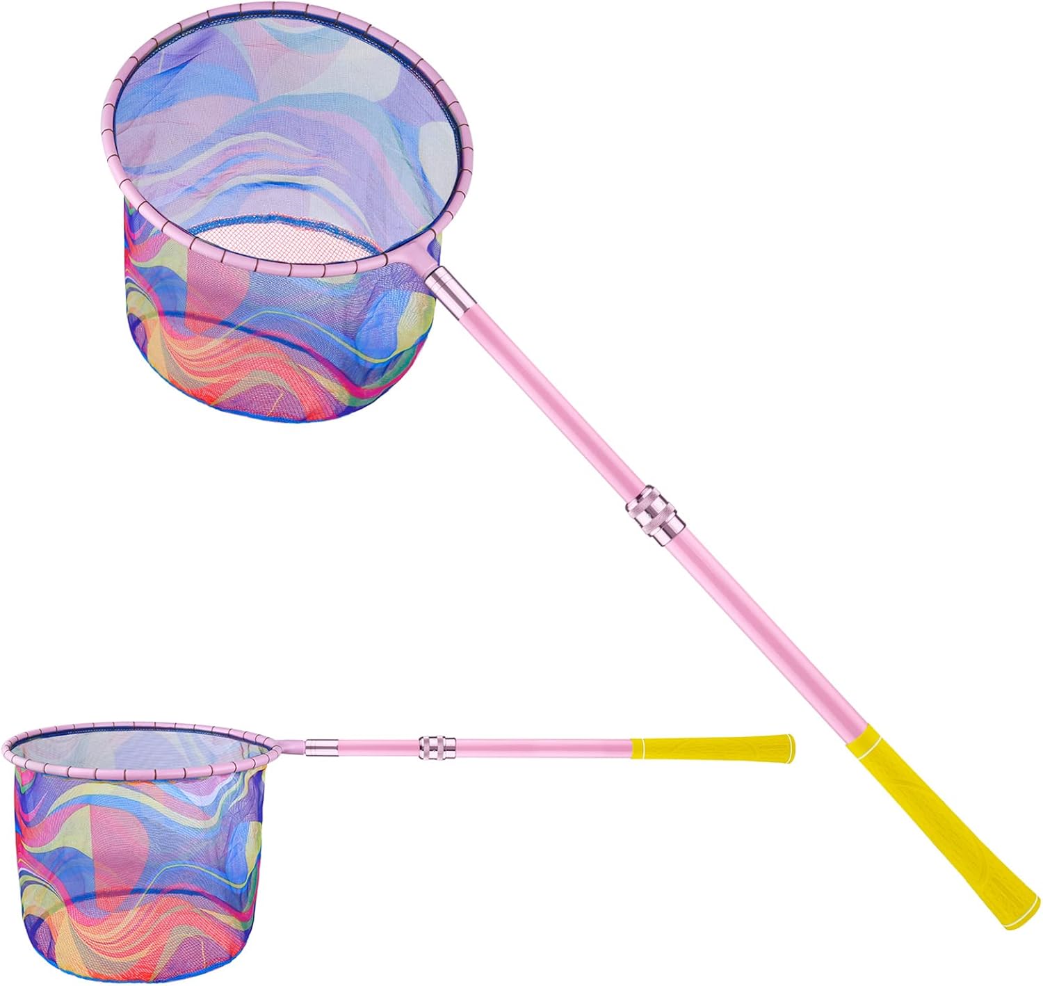 PLUSINNO Kids Fishing Net, Landing Net with Carbon Fiber Telescopic Pole Handle and Ultralight Aluminum Alloy Ring, Catch and Release Butterfly Net for Kids : Sports & Outdoors