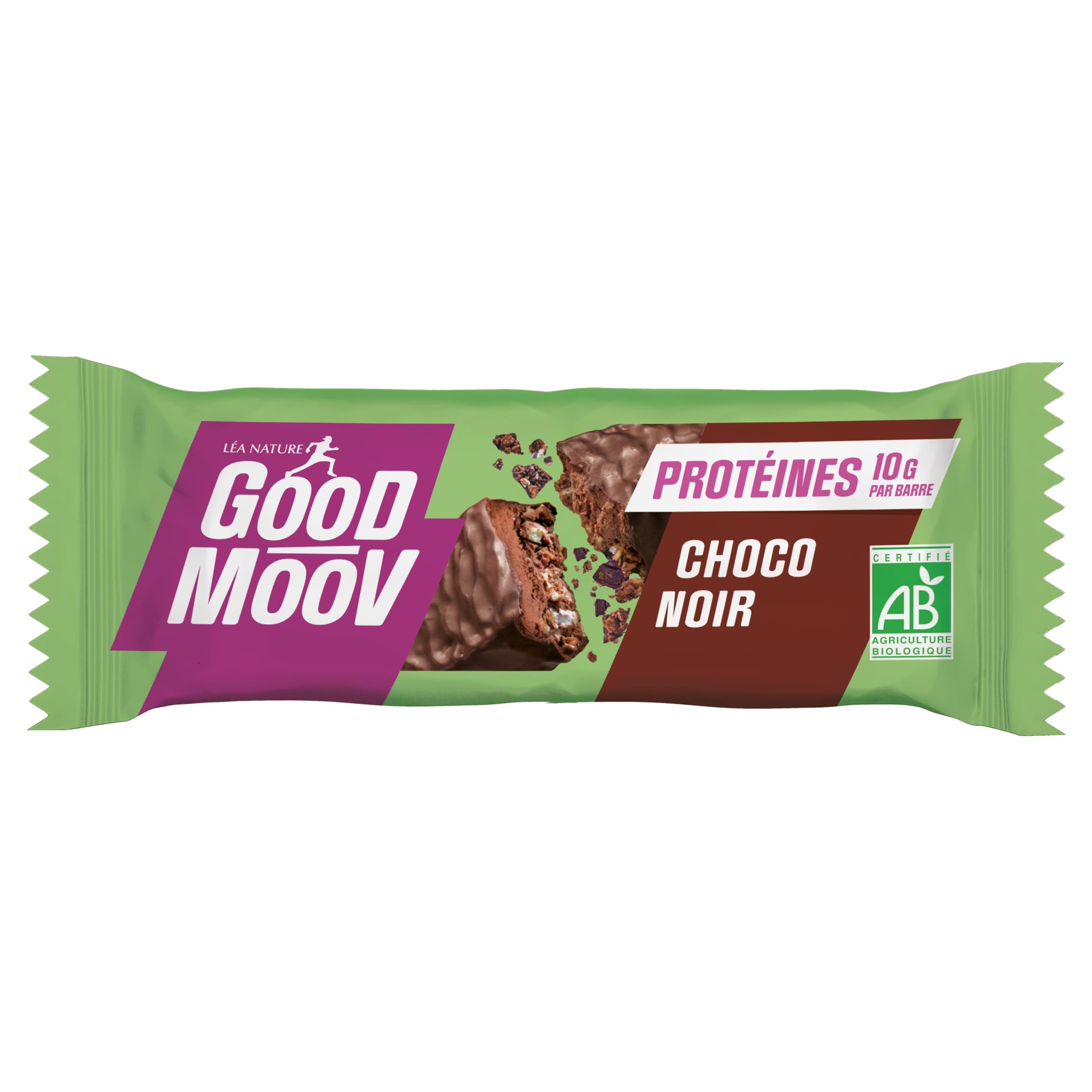 GOOD MOOV – Barre Protéinée Chocolat Noir Bio 46g - Lot carton de 20 barres | 30% de sucres en moins - Riche en protéines - Clean : Sans colorant, sans arôme artificiel, 100% d'origine naturelle