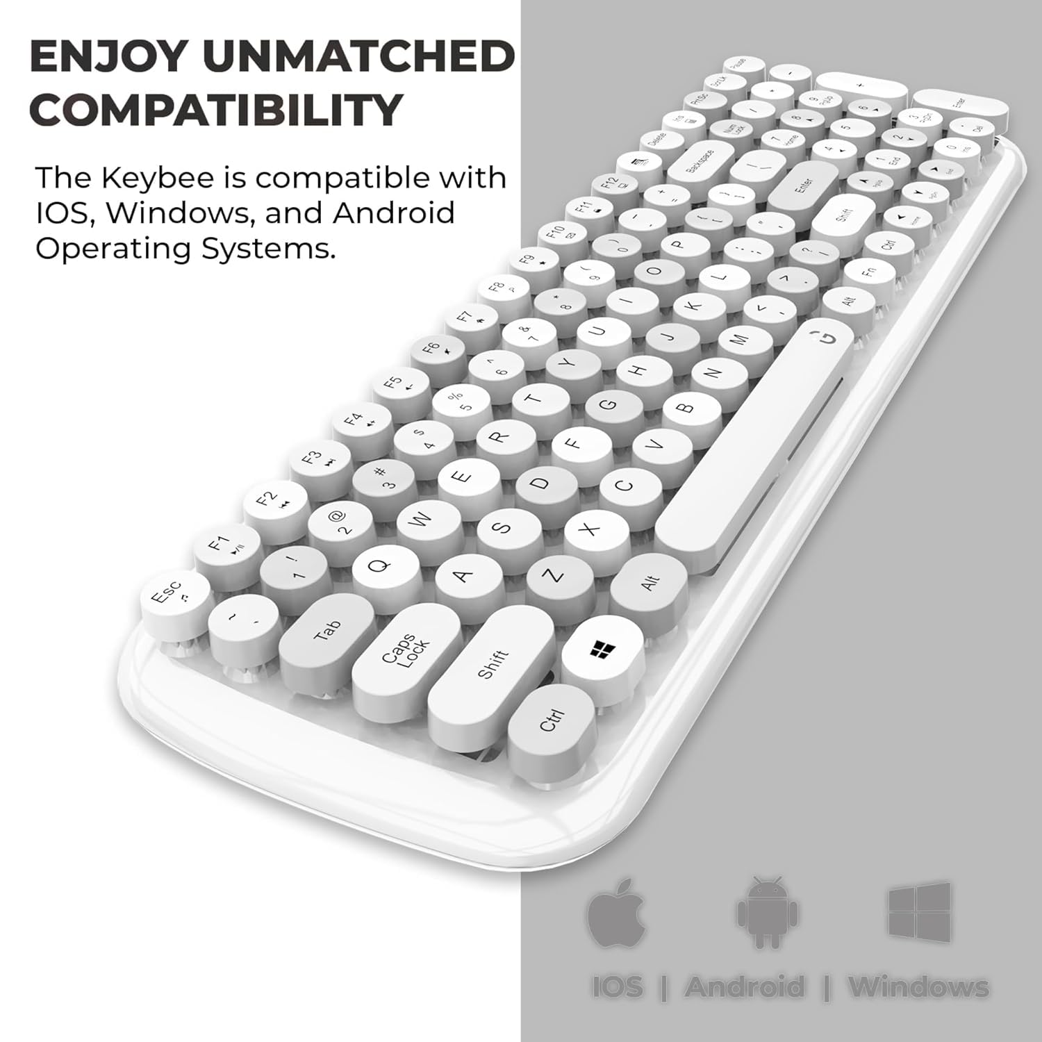 iGear KeyBee Retro Typewriter Inspired 2.4GHz Wireless Keyboard with Mouse Combo for Desktop/Laptop and Devices with USB Support, Single Nano Receiver, Round Keycaps, Cleaning Brush (White) (White) 30 61si1swihyL. SL1500