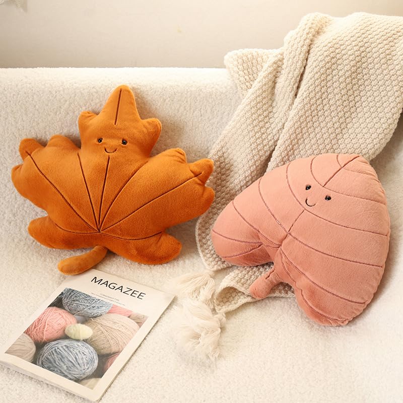 ALOEU Blätter Plüsch Kissen Kawaii Ahornblatt Ginkgo Blatt grünes Blatt Plüsch Puppen Gefüllte Weiche Pflanze Kissen für Home Sofa Decor (B)
