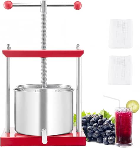 VEVOR 1.6 Gal/6L Fruit Wine Press, 2 Stainless Steel Barrels,