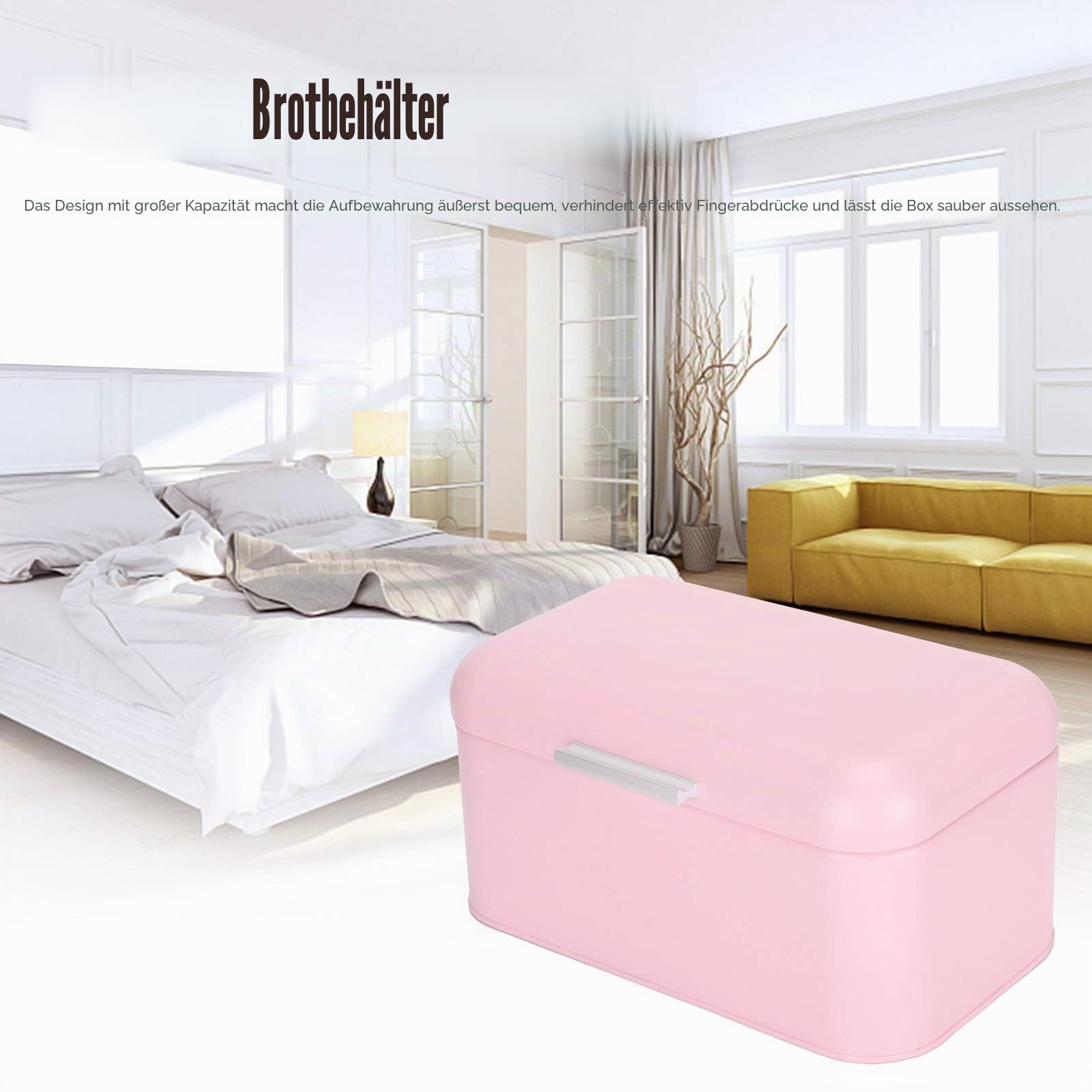 Brotkasten aus Metall,toastbrot aufbewahrungsbox, rosafarbener Brotkasten aus Schmiedeeisen, Aufbewahrungsbox mit Deckel, Retro-Stil, großer Lebensmittelbehälter