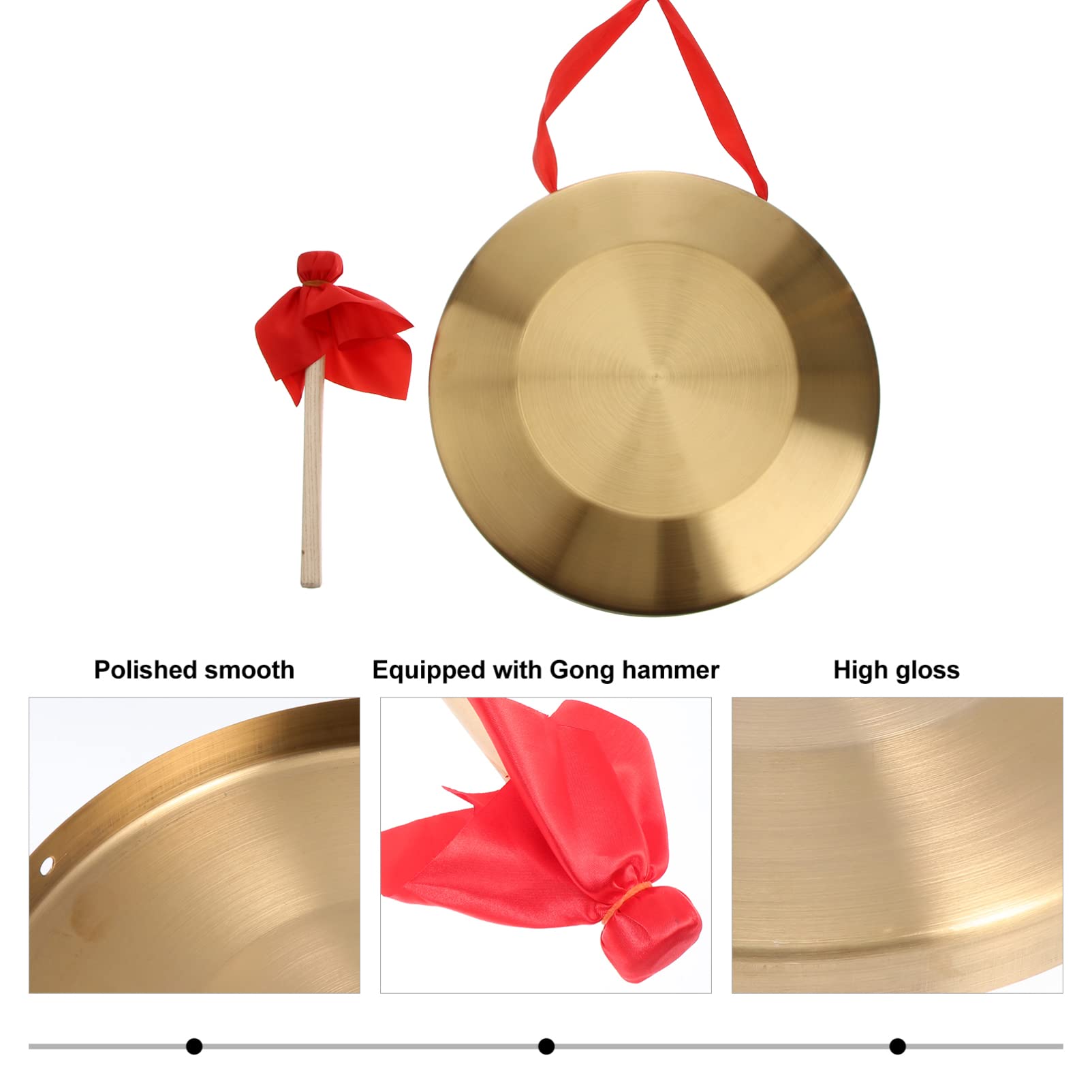 Generic Timbre chino tradicional con baqueta, 32 cm, de cobre, para casa, oficina