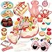 83 PCS Birthday Cake Food Play Set - Food Toy Pretend Cutting Play Cake Desserts Ice Cream and Donuts Food Toys - Birthday Gifts Toy Set for Boys Kids Girls