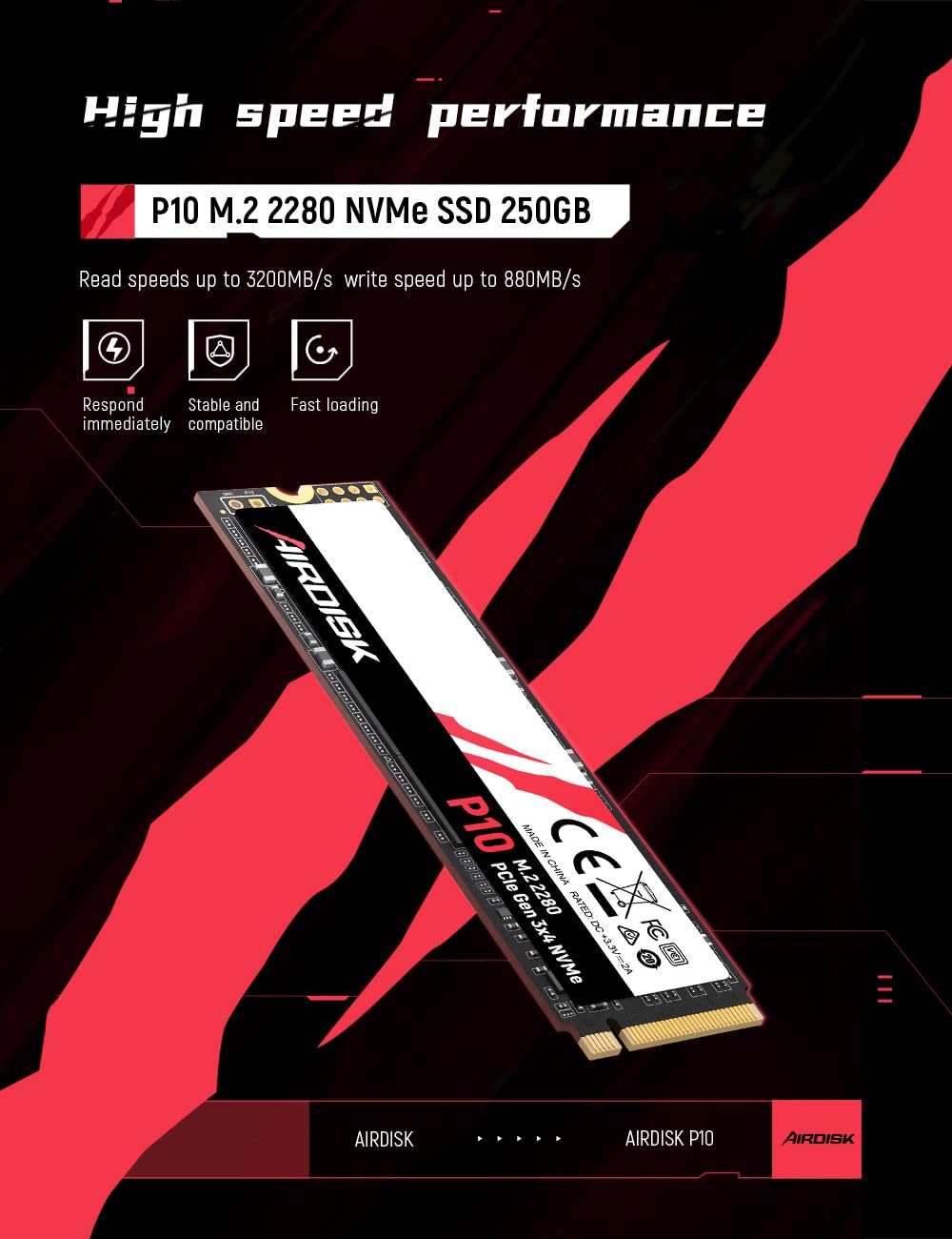 Amazon | AirDisk 250GB SSD M.2 2280 PCIe 3.0 Gen3x4 NVMe 1.4 最大