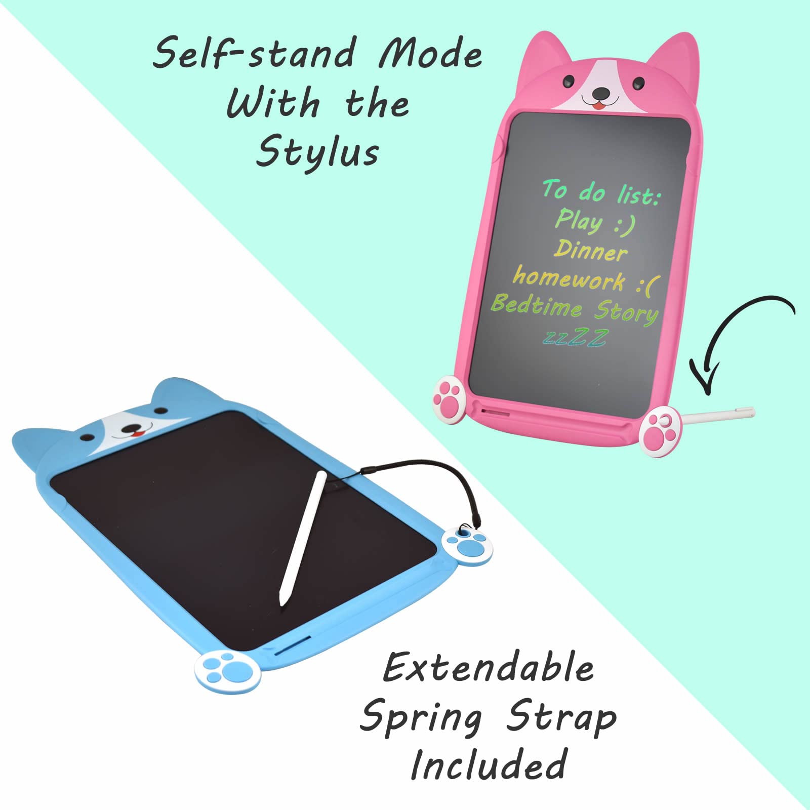 PUPPY LCD Writing Tablet, Large 10 Inch, Colorful Screen, Erasable Electronic Digital Drawing Pad Doodle Board With Stylus Pen, Gift for Kids Adults Home School Office (Pink) — view 7