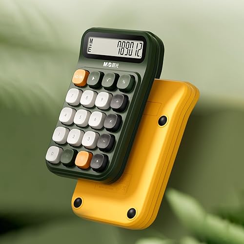 Miniatura 2 de M&G Calculadora de escritorio con botones mecánicos, pantalla LCD grande de 12 dígitos, calculadora de botón grande para oficina, escuela, parte