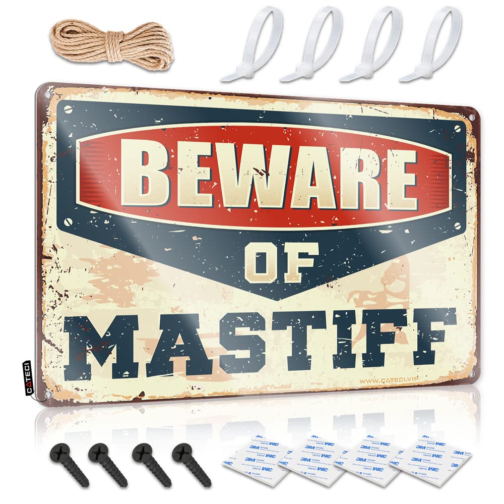 Funny Metal Tin Sign For Bar Beware Of Mastiff Sign Bar Metal Tin Sign Funny Patio Signs(30X40CM)