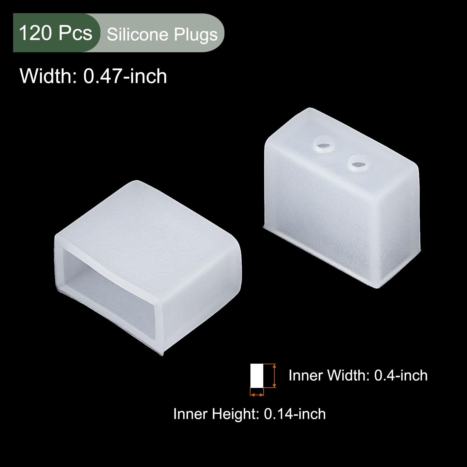 YOKIVE 120 Pcs Silicone Plugs, LED Tube Strip End Cap Cover Waterproof with 2 Holes, Great for Office Home (Clear - Image 2