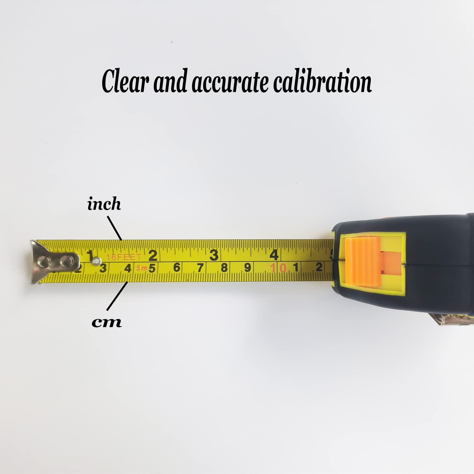 Decohomeforu 16 Feet (5m) Tape Measure Retractable Lockable Measuring Tape, Inch Scale/Metric Scale, Magnetic Hook, with Shock Absorbent Rubber Case, for Electricians Carpenter Surveyors Engineers