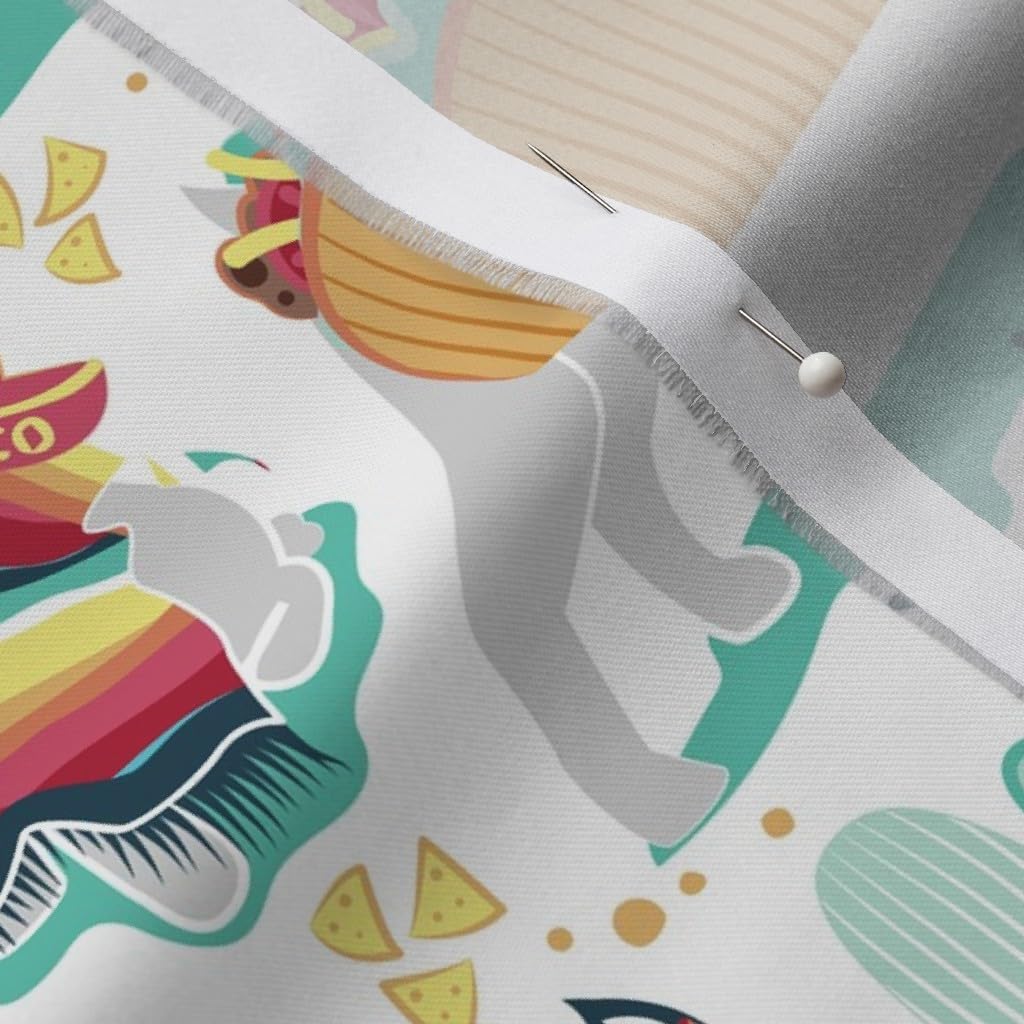 Spoonflower Fabric - Mexican Tacos Dogs Team Small Scale White Taco Burritos Party Year Printed on Organic Cotton Sateen Fabric by The Yard - Sewing Quilting Apparel Home Decor