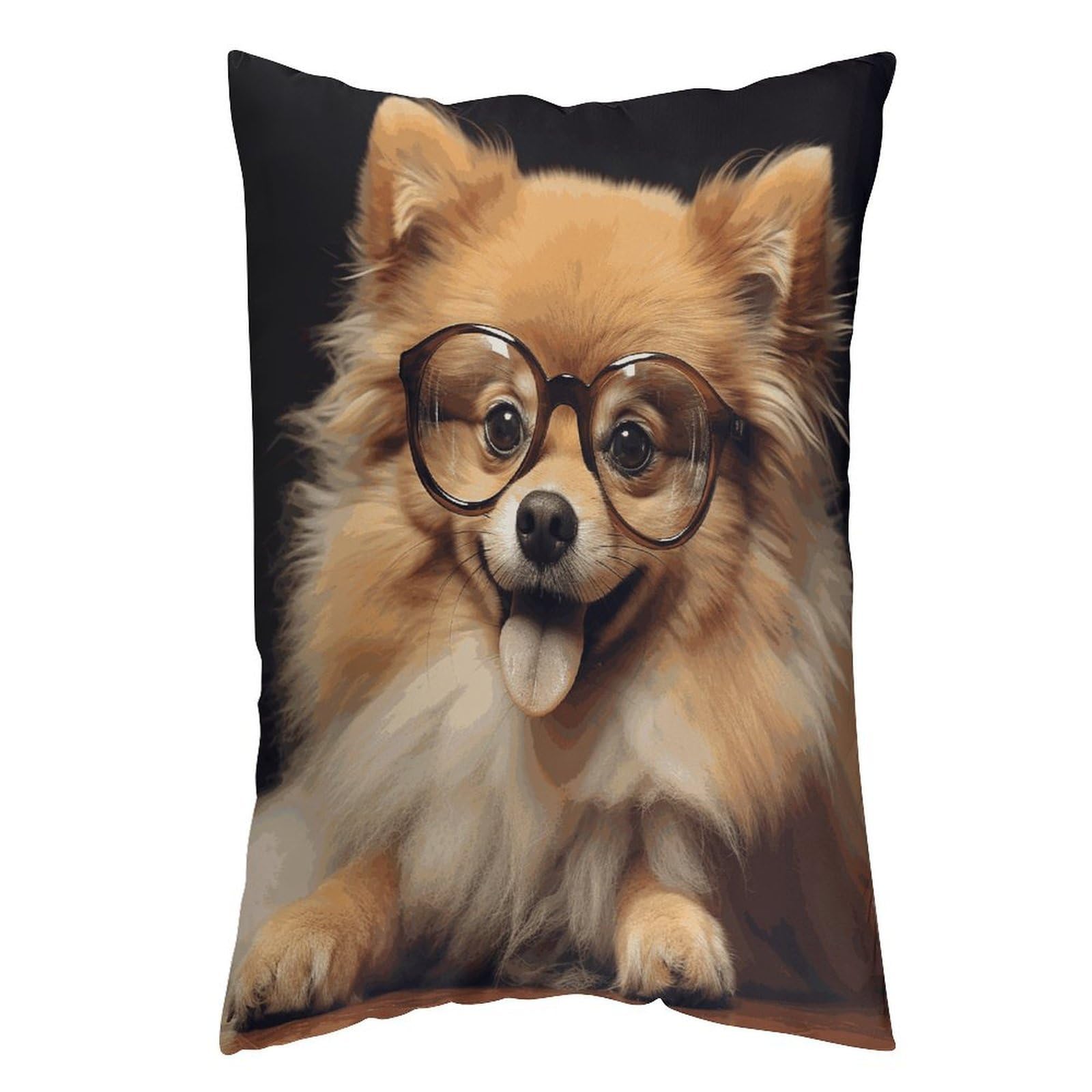 FekiLoot Pomeranian Dog Wearing Glasses Throw Pillow Cover Soft Pillowcase with Hidden Zipper Lumbar Decorative Throw Pillow Covers Luxury Cozy Pillows Shams Rectangle Cushion Cases