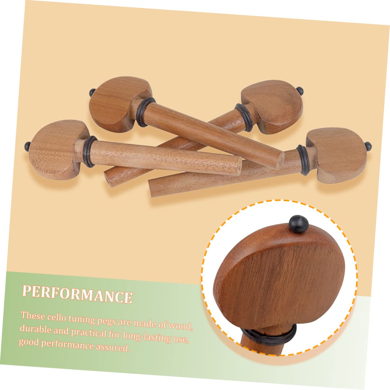 UPKOCH 4pezzi Accordatrici in Legno per Violoncello di Ricambio Accessori per Strumenti Corda Manopola Antiscivolo Superficie Liscia Materiale Resistente e Naturale