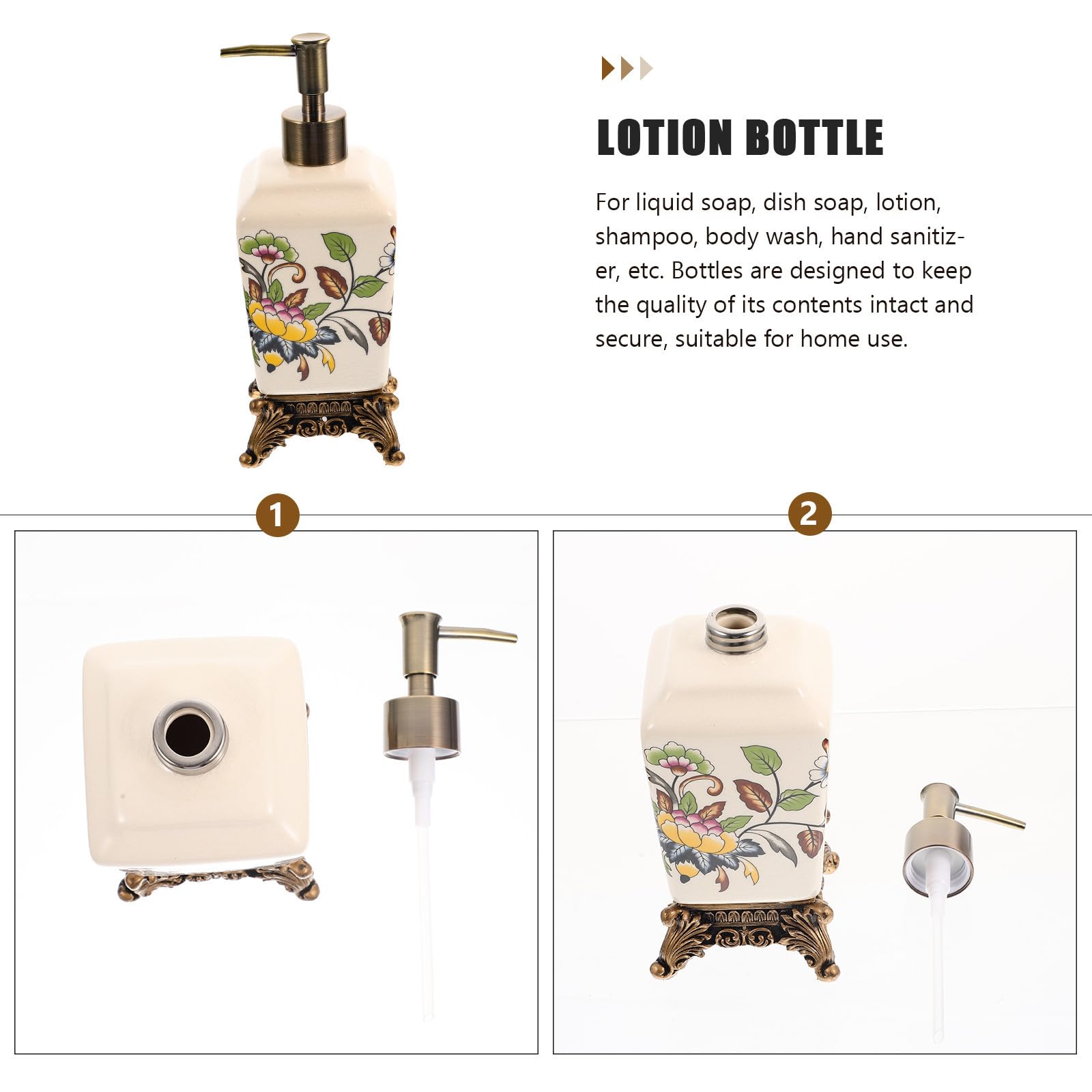 Dispenser Lozione Vintage in Ceramica 340ml, Bottiglia Bagno
