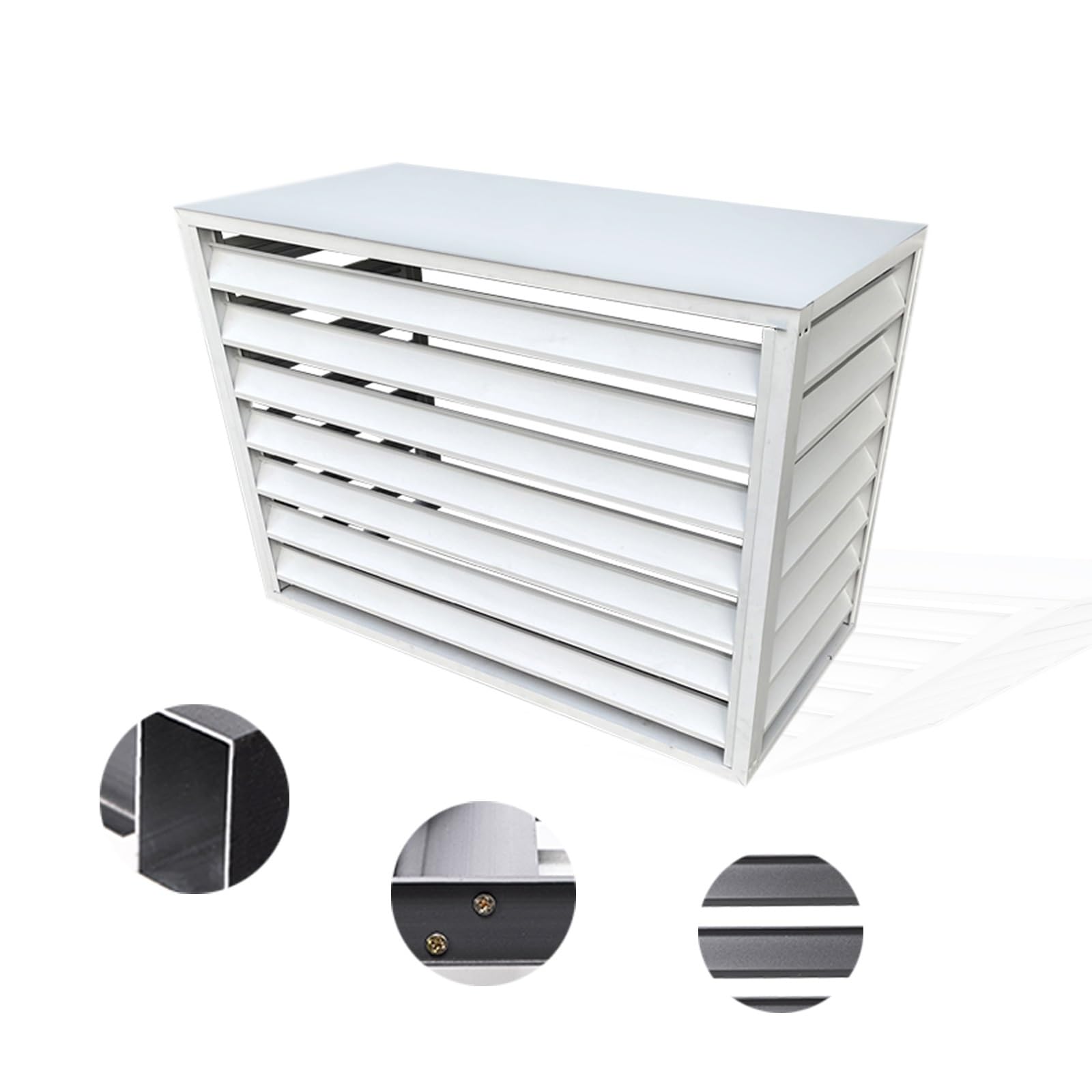 AYCDL Freestanding Louvered Air Conditioner Cover - Durable Aluminum Alloy Privacy Fence & Space Divider for Outdoor AC Units,White-100x50x70cm