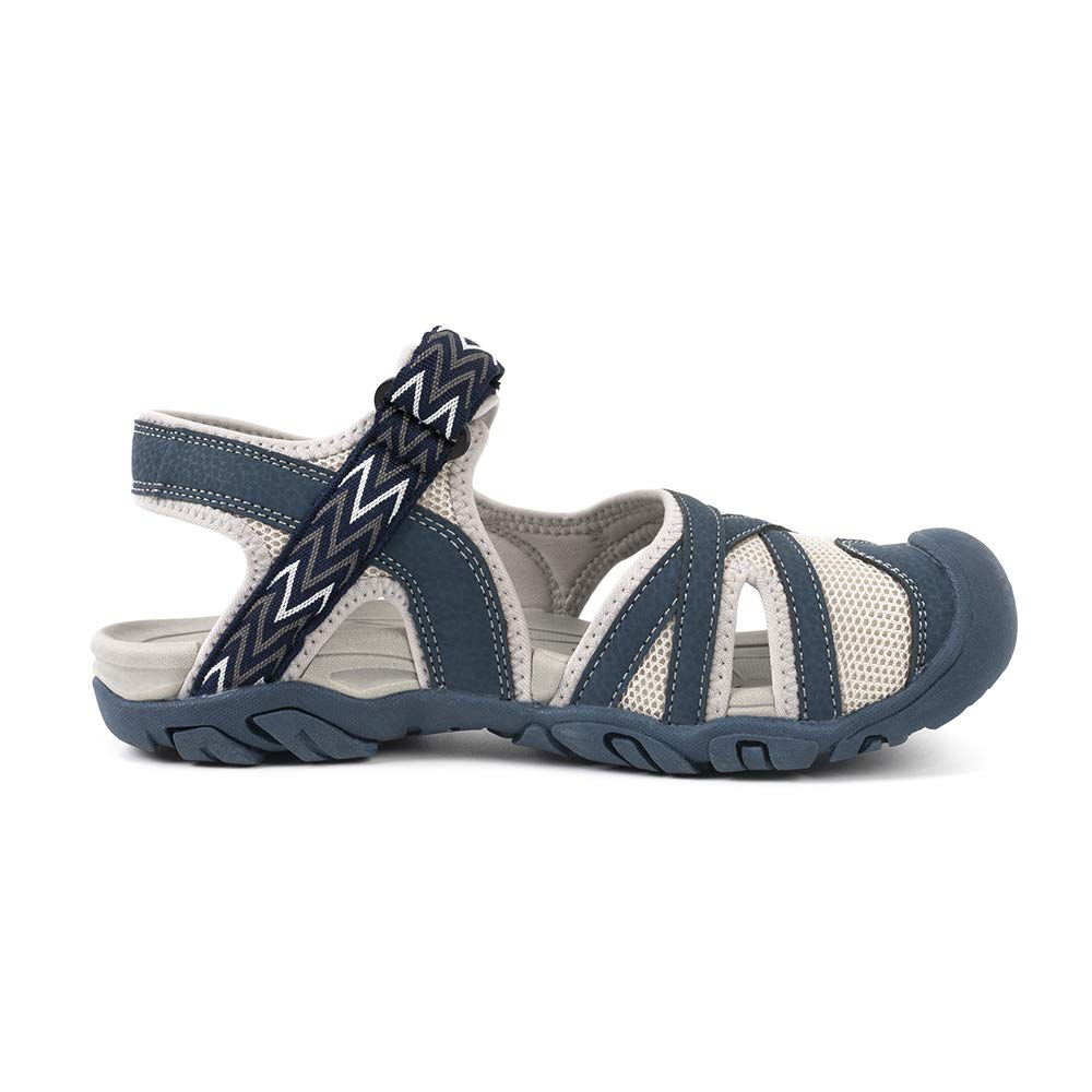 HEVA Womens Hiking Outdoor Sandals Closed Toe Adjustable hook and loop Outdoor Sports Sandals Ladies Trekking Athletic Walking Shoes