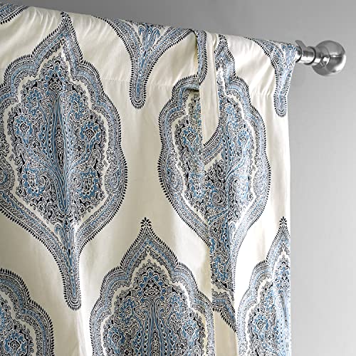Image of HPD Half Price Drapes Room Darkening Tie Up Curtains 46 X 63 Inch Arabesque Printed Cotton Window Roll Up Balloon Curtain for Living Room, Kitchen PRTW-TUD37-63 (1 Panel), Arabesque Blue